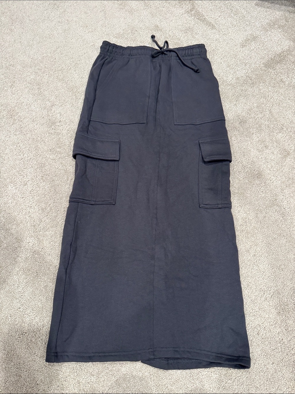 Cargo Pocket Drawstring Maxi Skirt